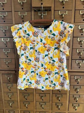 Nooworks Floral Flutter Sleeve Top Size Medium